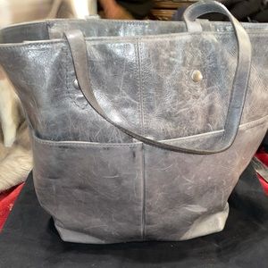 Frye Gray Leather Tote Bag
